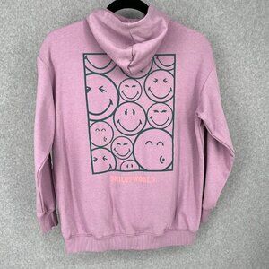 Smiley World x H&M Kids Oversized Graphic Full Zip Hoodie Size XL Purple Happy